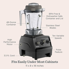 Vitamix Explorian E310 Blender, Professional-Grade Kitchen Blender for Smoothies, Soups, Juices and More, 10-Speed, Stainless Steel Blades, Self-Cleaning Kitchen Appliance, 48 Oz Container, Black